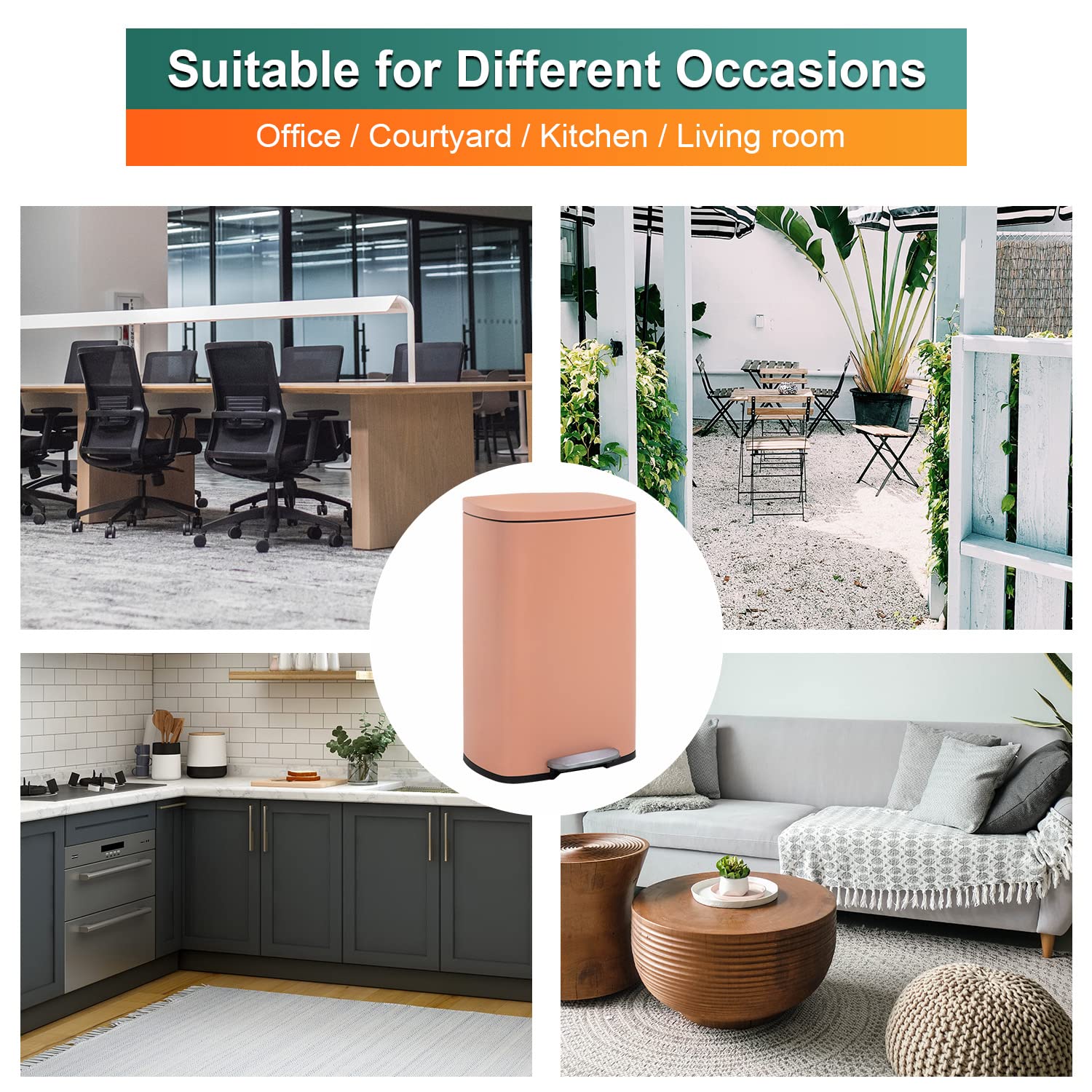 13 Gallon(50L) Trash Can, Fingerprint Proof Stainless Steel Kitchen Garbage Can With Removable Inner Bucket And Hinged Lids, Ped